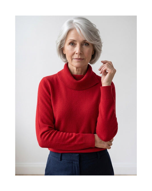 Cashmere Feeling pullover met comfortabele splitkraag in superzachte kwaliteit, verkrijgbaar bij Marijke Mode.