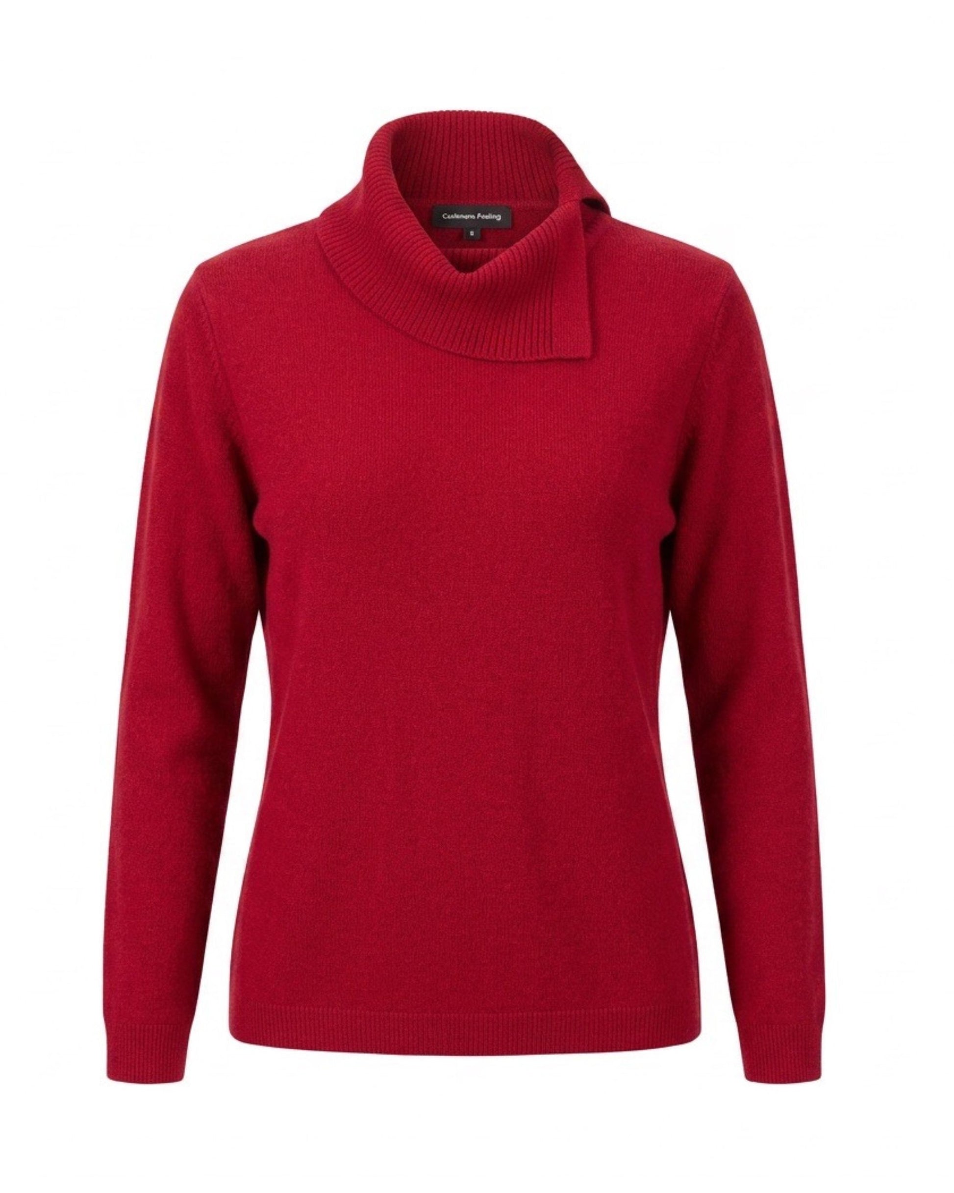 Cashmere Feeling pullover met comfortabele splitkraag in superzachte kwaliteit, verkrijgbaar bij Marijke Mode.