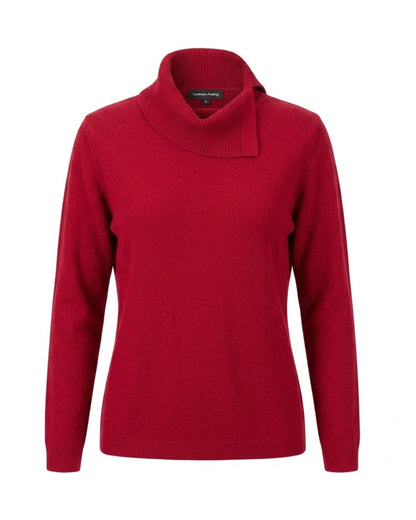 Cashmere Feeling pullover met comfortabele splitkraag in superzachte kwaliteit, verkrijgbaar bij Marijke Mode.