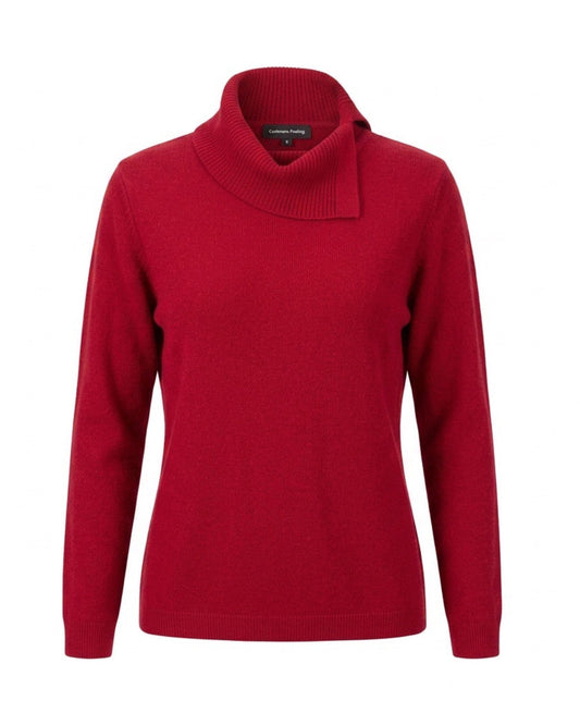 Cashmere Feeling pullover met comfortabele splitkraag in superzachte kwaliteit, verkrijgbaar bij Marijke Mode.