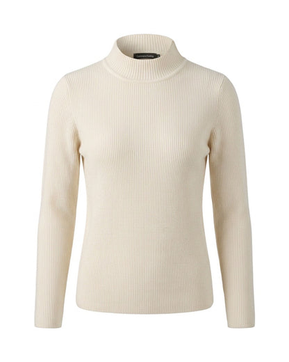 Cashmere Feeling Rib Pullover met Turtleneck Beige bij marijke mode