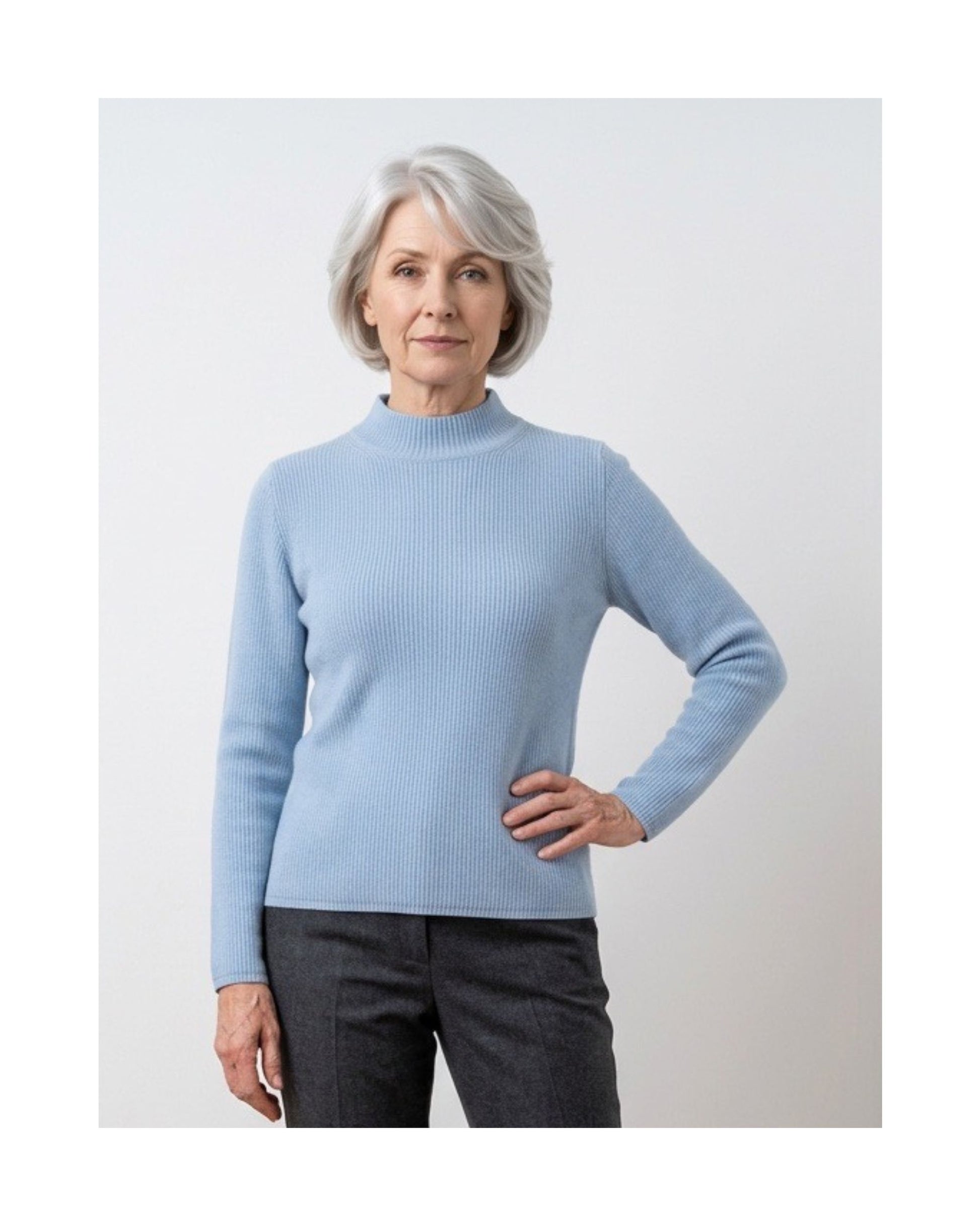 cashmere Feeling dames coltrui in zachte ribstof met lange mouwen verkocht door Marijke mode