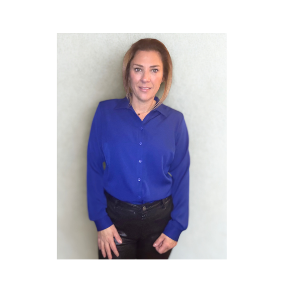 Uni Basic Blouse Kobaltblauw – Splitjes & Viscose – Marijke Mode