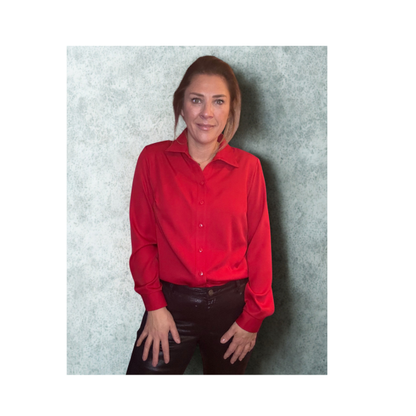 Uni basic blouse rood met splitjes – Marijke Mode