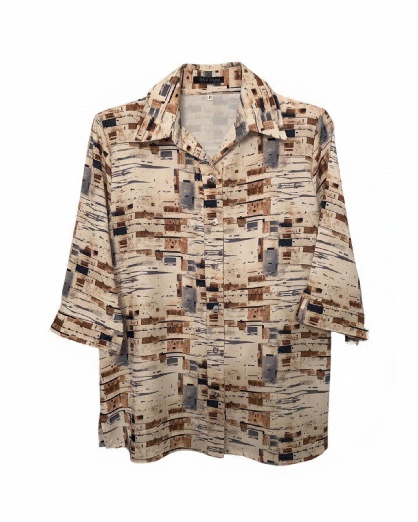 Blouse met kraag en driekwart mouwen – verkocht door Marijke Mode