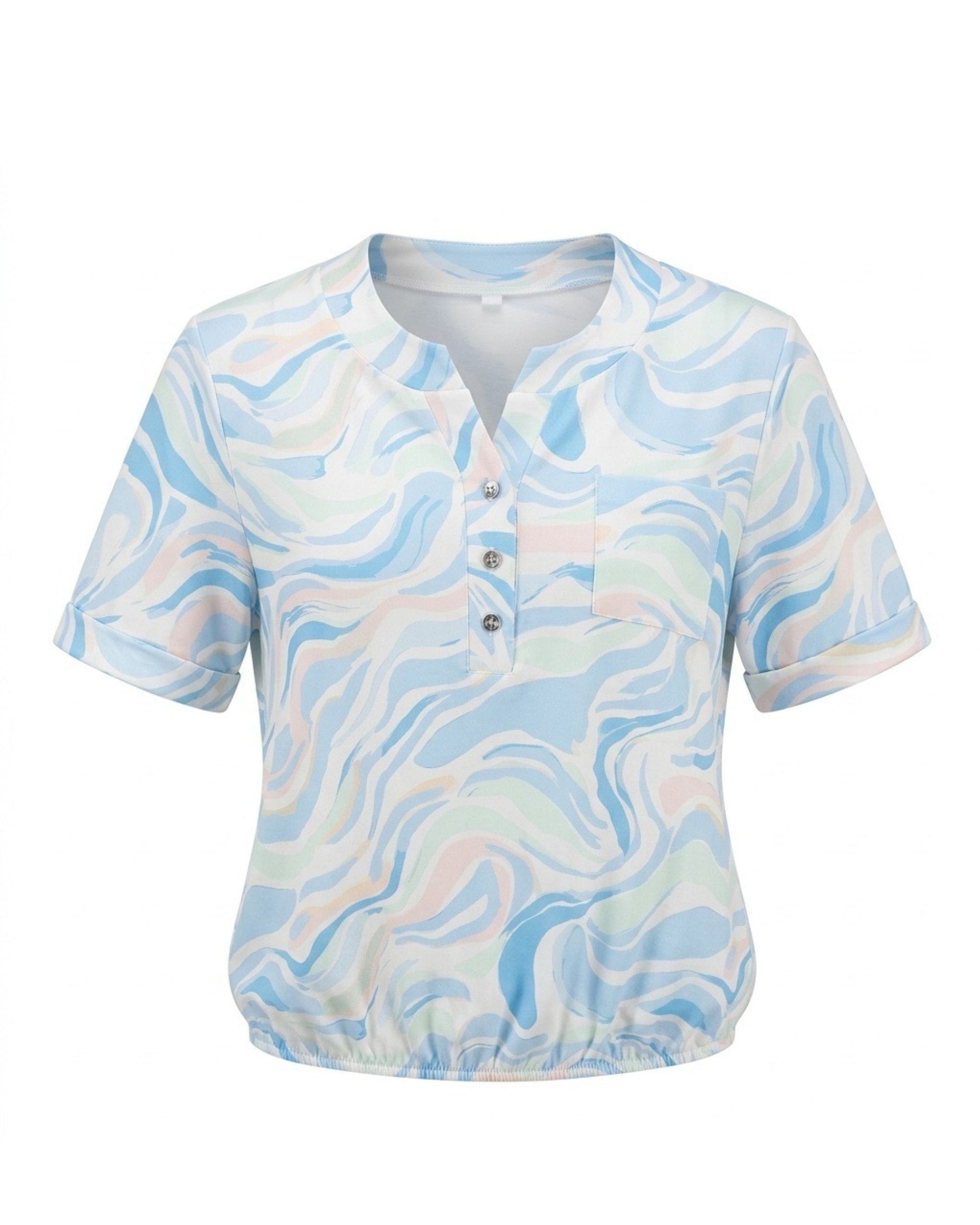 shirt met ronde hals korte mouwen van viscose bij Marijke Mode