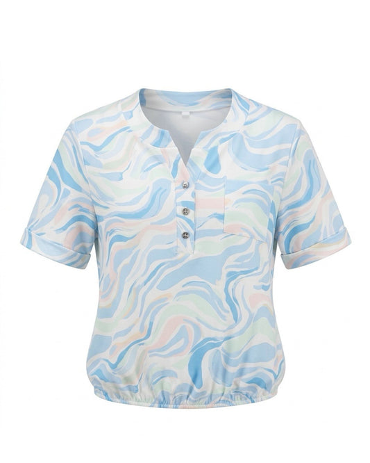shirt met ronde hals korte mouwen van viscose bij Marijke Mode