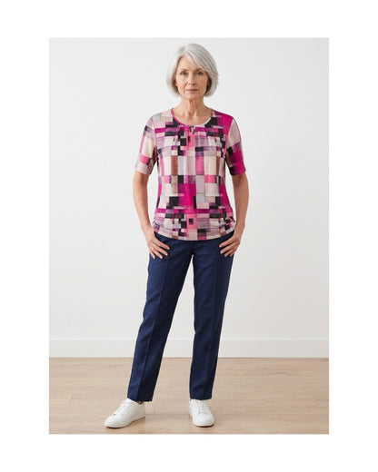shirt ronde hals recht model viscose bij Marijke Mode