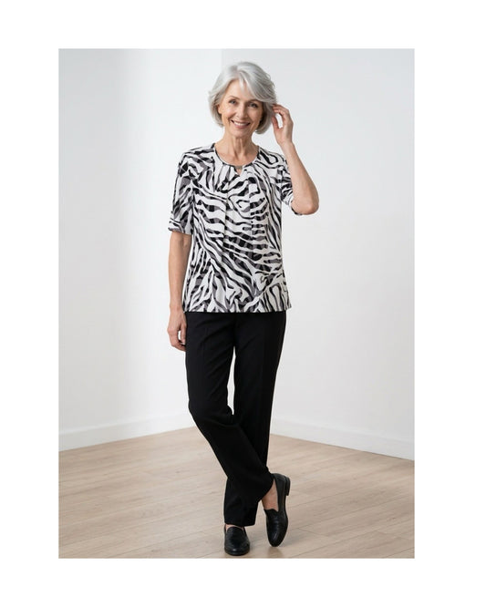 shirt ronde hals recht model viscose bij Marijke Mode