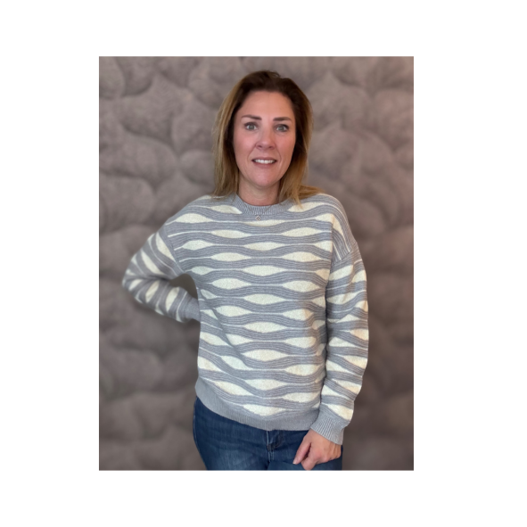 Basis trui one size met ronde hals en subtiel glittertje – soepelvallende damestrui tot maat 44 – Marijke Mode