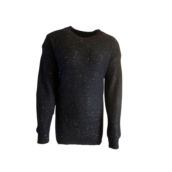 dames glitter trui met ronde hals van viscose perfect voor de feestdagen. one sizeto maat 44 bij marijke mode