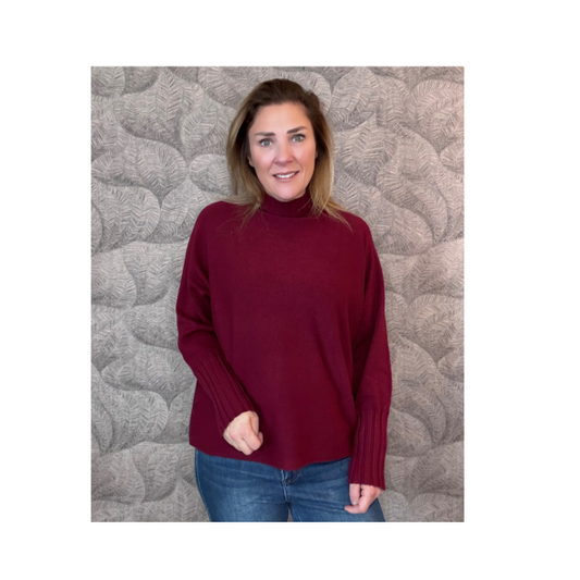 Dames Trui Coll Burgundy
