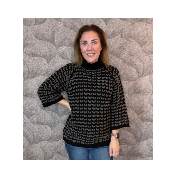 Dames Tuniek Trui Coll Zwart Taupe