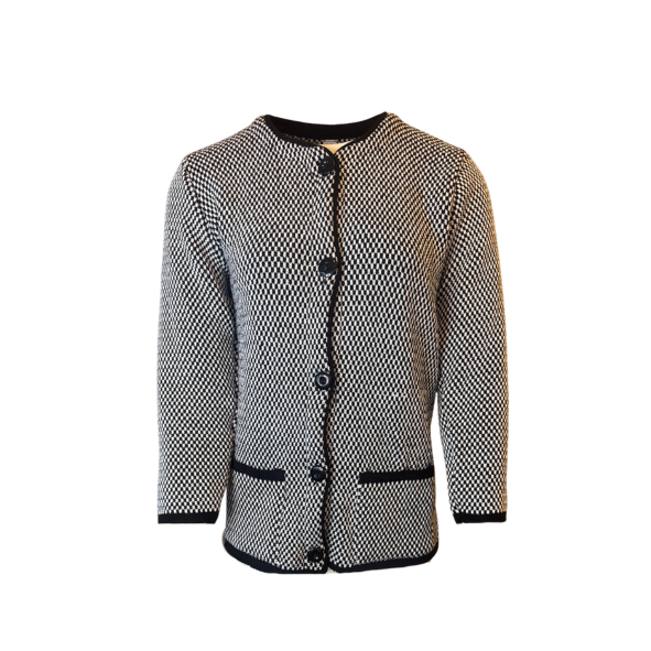 Dames Vest Knopen Pied de Poule Zwart Wit