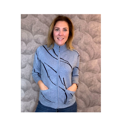 Dames Vest Met Rits Zakjes Blauw Donkerblauw