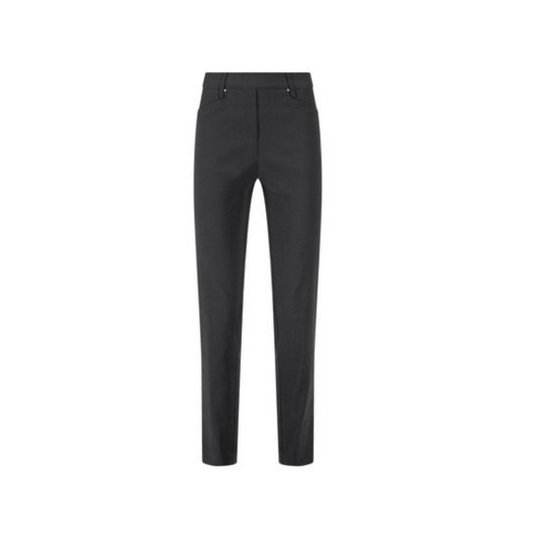 pantalon in normale lengtemaat in de kleur zwart met elastiek in de taille. merk sensia fashion. verkocht door Marijke Mode