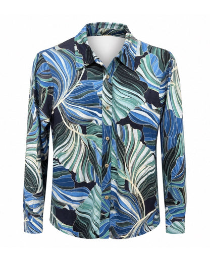 Blauw/groen: Gabriella K. jersey blouse met bladprint in blauw en groen, verkrijgbaar bij Marijke Mode
Bordeaux: Gabriella K. jersey blouse met bladprint in bordeaux, verkrijgbaar bij Marijke Mode