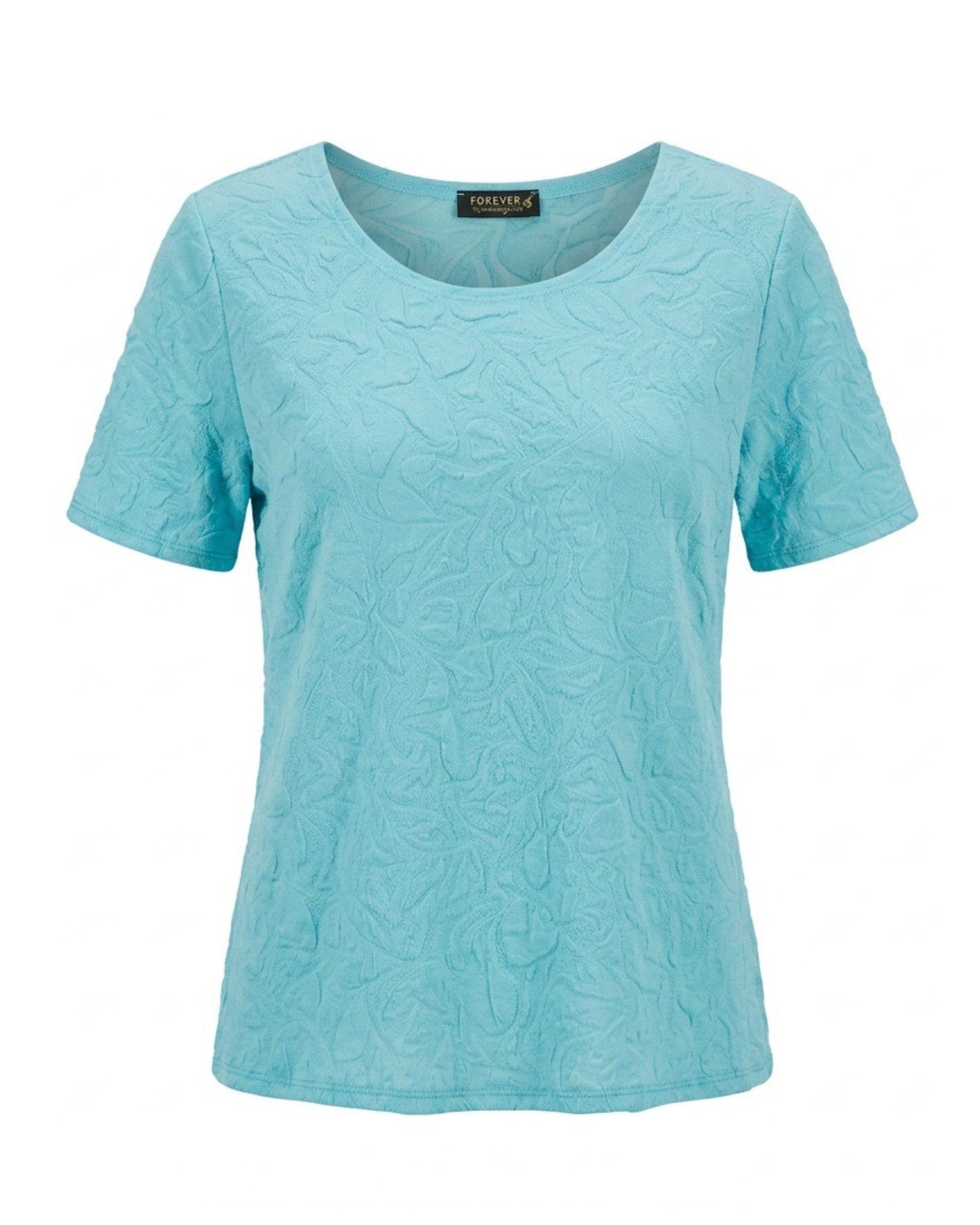 Forever Merl Shirt in lila bubble stof met korte mouwen verkrijgbaar bij Marijke Mode.
