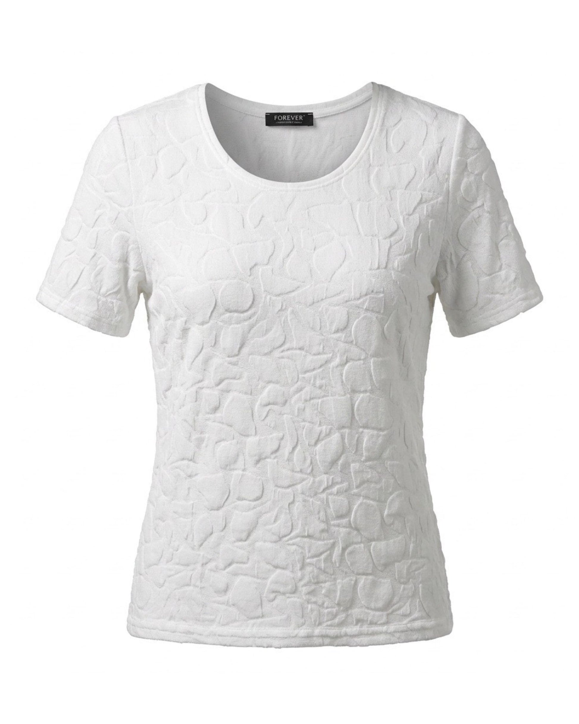Forever Merl Shirt in lila bubble stof met korte mouwen verkrijgbaar bij Marijke Mode.