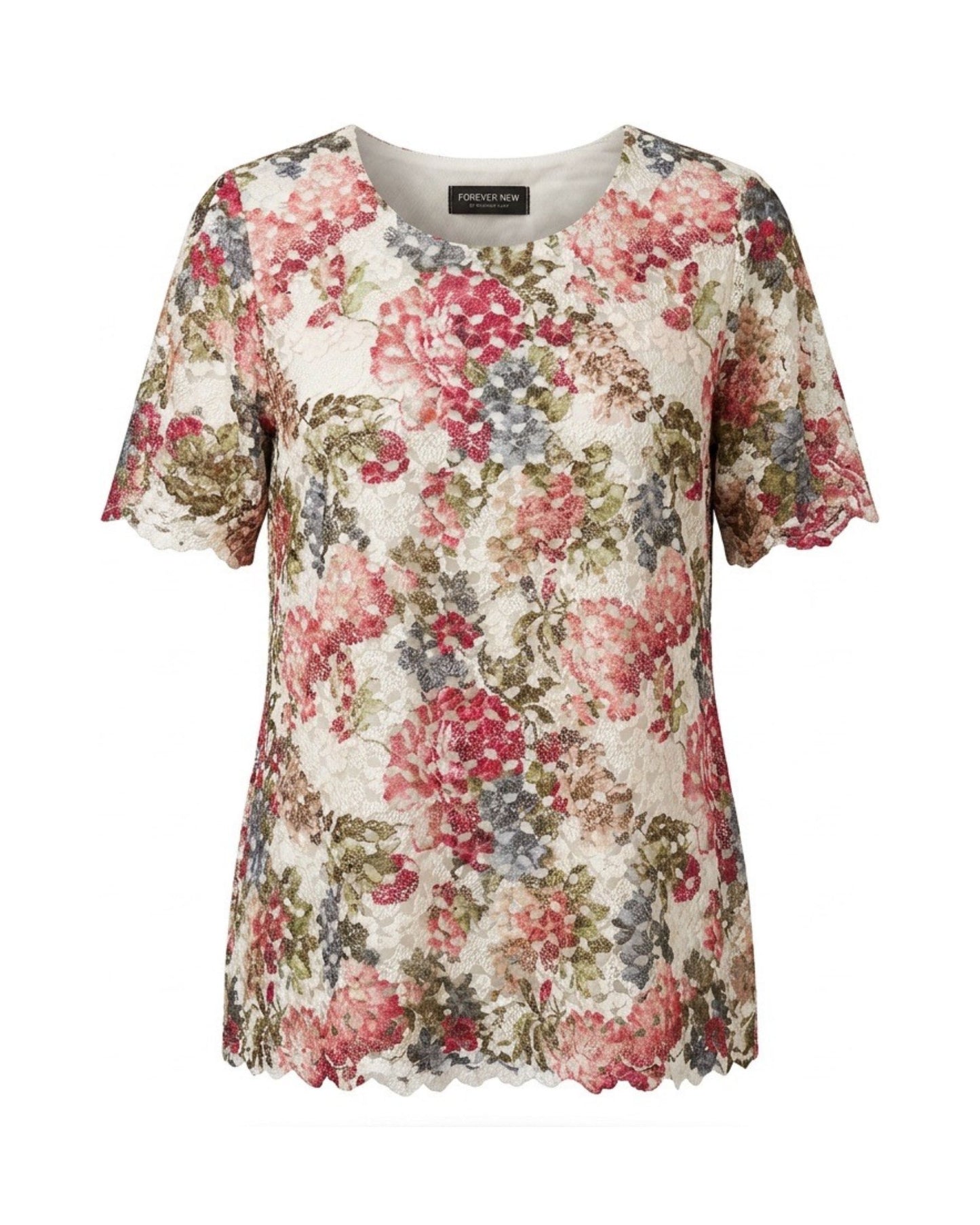 shirt met kant ronde halskorte ouwen bij Marijke Mode