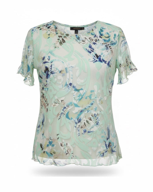 Luxe Forever T-shirt met ronde hals en gaas voorzijde verkocht door Marijke Mode