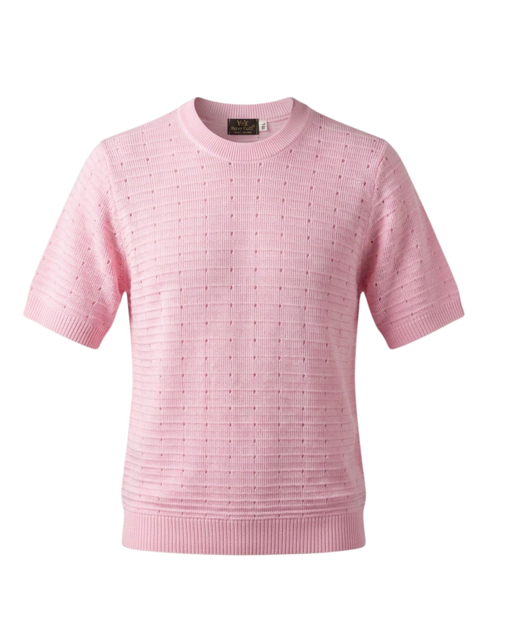 Gebreid Roze  truitje met korte mouwen en ronde hals. Comfortabel en stijlvol voor iedere dag. Nu verkrijgbaar bij Marijke Mode.