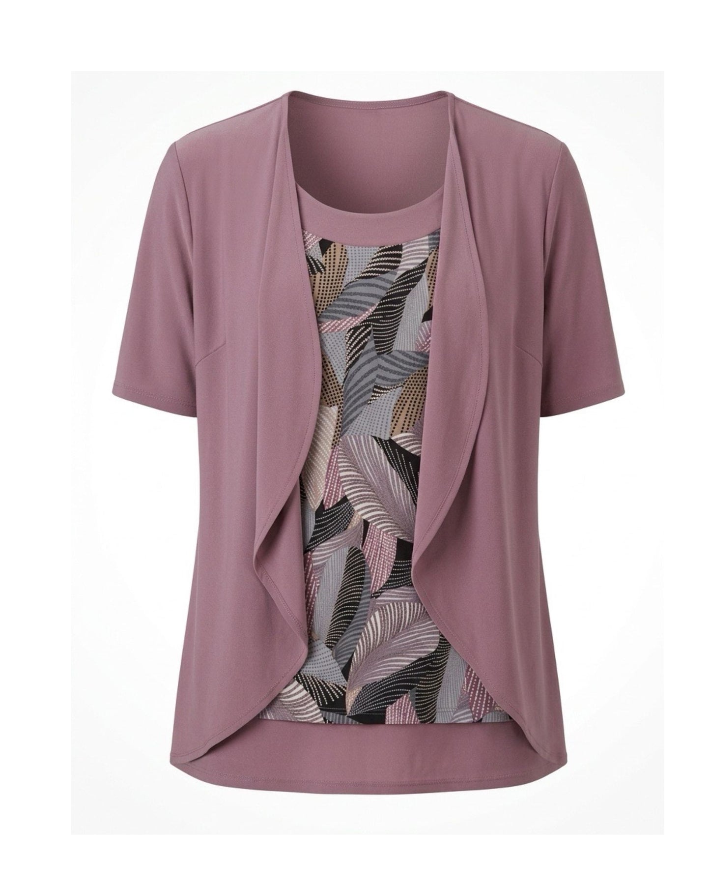 : Forever two-in-one twinset in kobaltblauw met dessin en travel kwaliteit verkocht door Marijke Mode