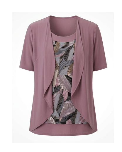 : Forever two-in-one twinset in kobaltblauw met dessin en travel kwaliteit verkocht door Marijke Mode