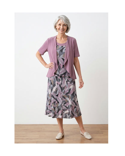 : Forever two-in-one twinset in kobaltblauw met dessin en travel kwaliteit verkocht door Marijke Mode