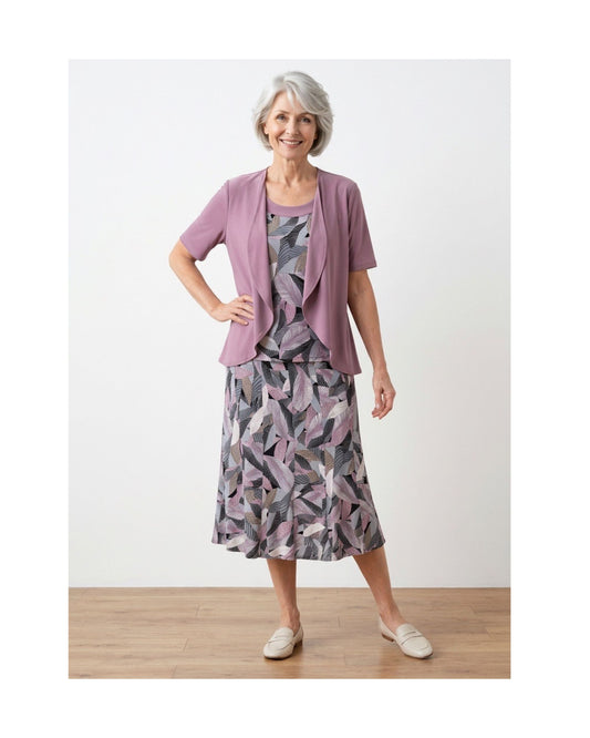 : Forever two-in-one twinset in kobaltblauw met dessin en travel kwaliteit verkocht door Marijke Mode
