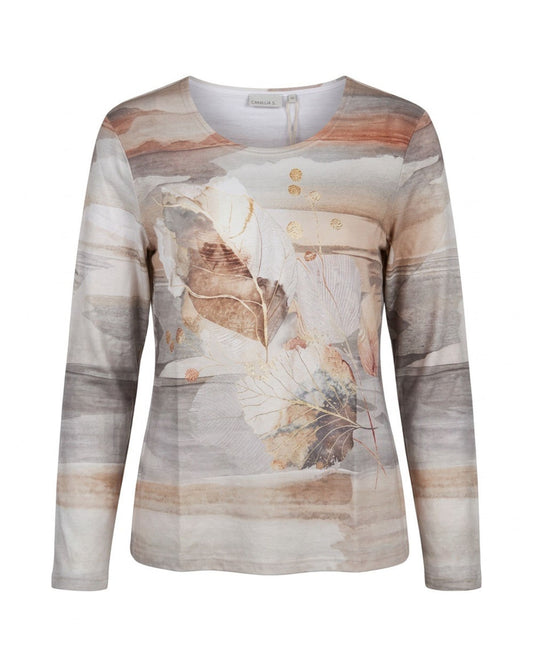 gabriella k shirt met ornde hals lange mouwen van katoen bij Marijke Mode