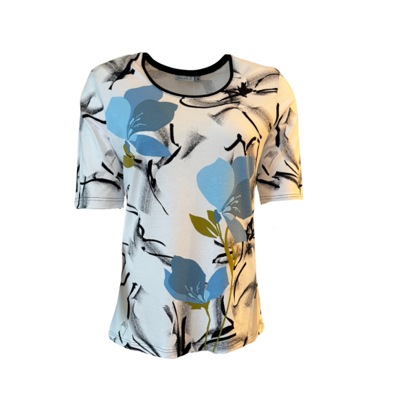 een tshirt met korte mouwen van het merk gabriella k. aangeboden door Marijke Mode. Mode voor ouderen in Den Haag Dames mode voor ouderen