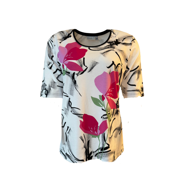 een tshirt met korte mouwen van het merk gabriella k. aangeboden door Marijke Mode. Mode voor ouderen in Den Haag Dames mode voor ouderen