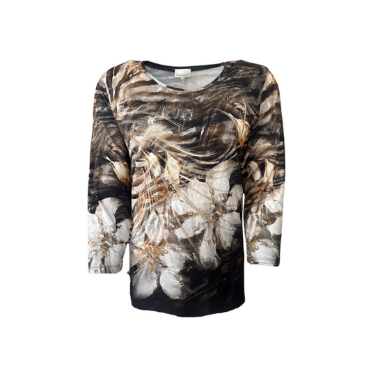 Gabriella K Shirt Bloem Bruin Gold