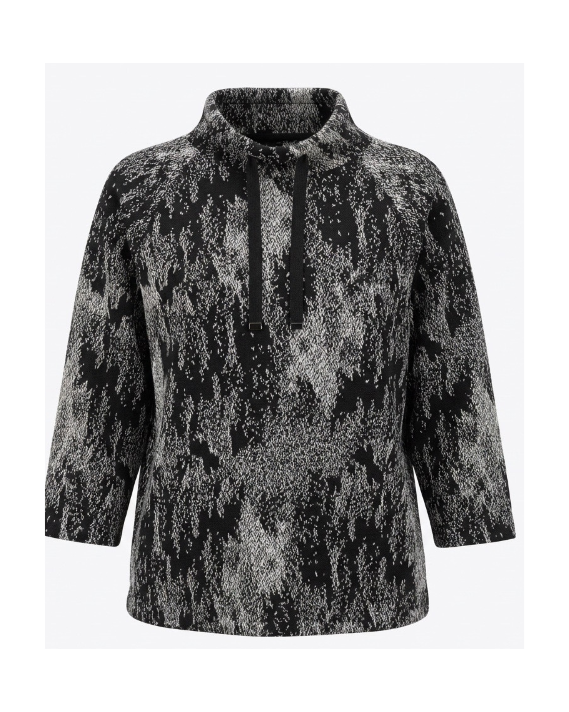 Gabriella K Sweater met Opstaande Col Zwart Wit