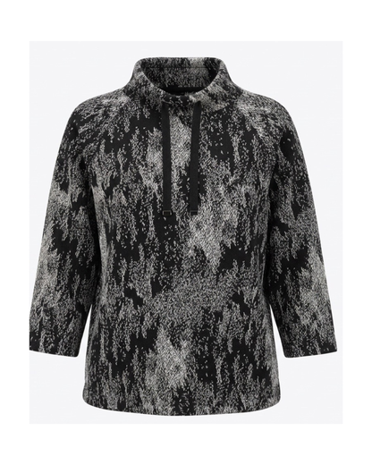 Gabriella K Sweater met Opstaande Col Zwart Wit