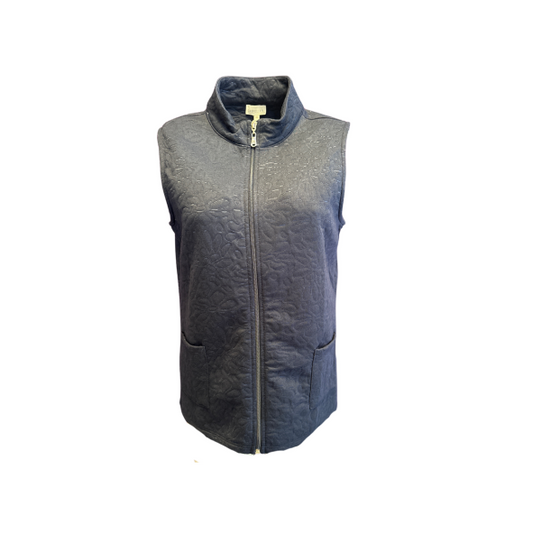 een gilet met ritssluiting met zakjes in de kleur zwart klassiek gilet. verkocht door marijke mode,.