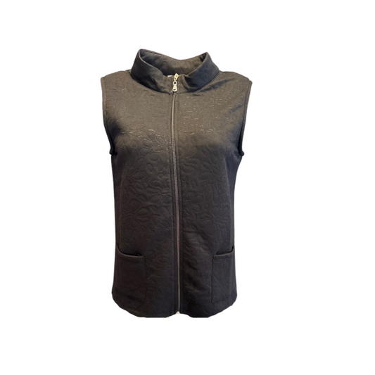 een gilet met ritssluiting met zakjes in de kleur zwart klassiek gilet. verkocht door marijke mode,.