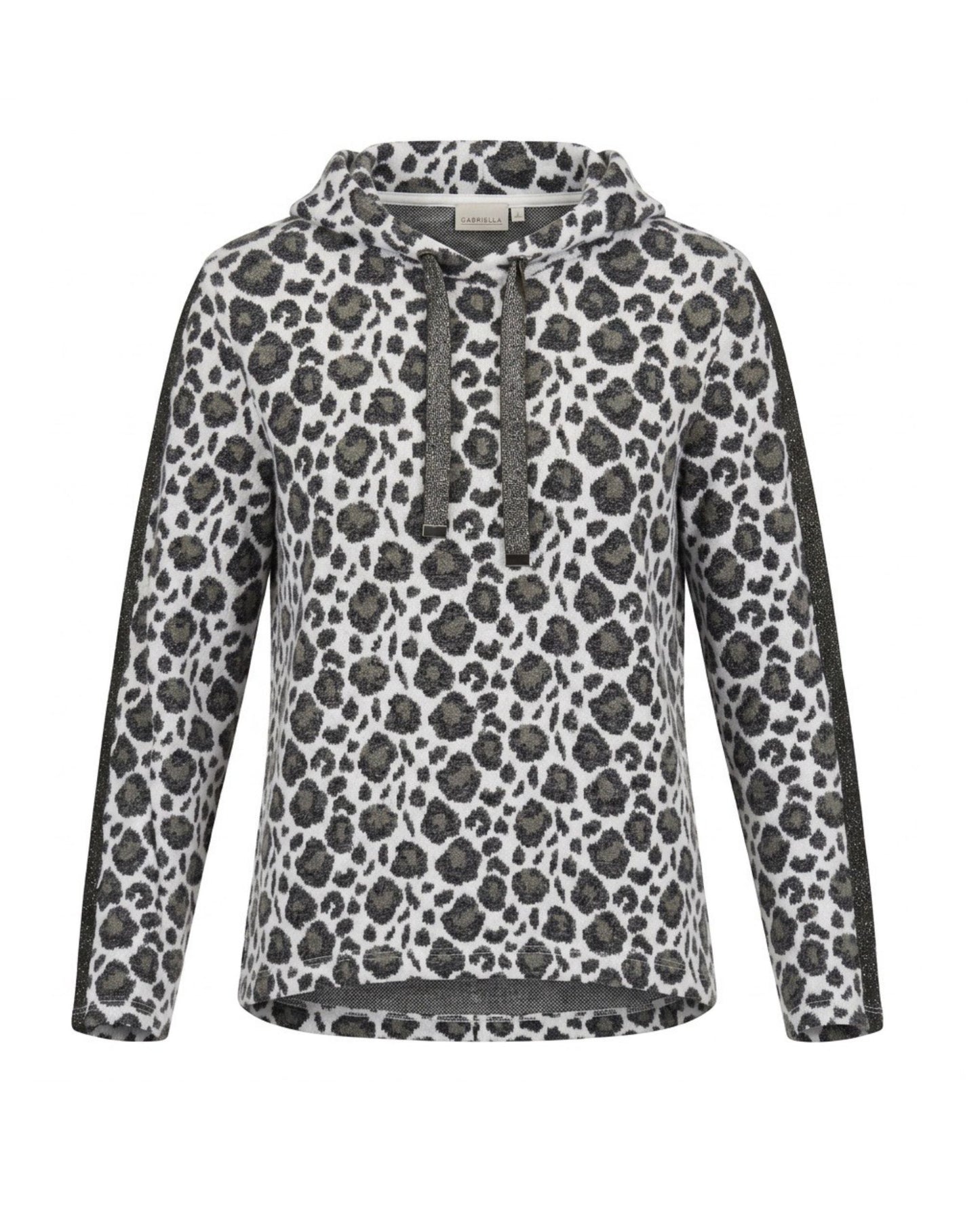 Gabrielle K. Sweater met dierenprint en turtleneck Khaki Antraciet Wit
