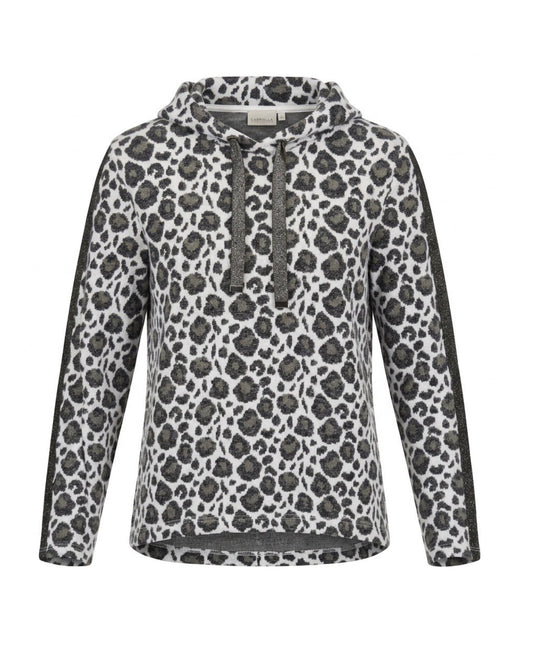 Gabrielle K. Sweater met dierenprint en turtleneck Khaki Antraciet Wit