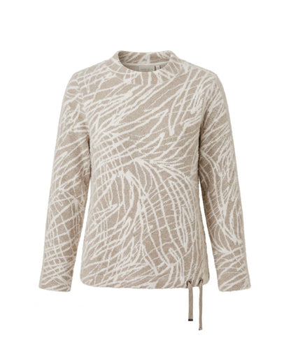Gabrielle K. warme turtlenecktrui met streepdessin, glitterveter en sportieve mouwbies, verkrijgbaar bij Marijke Mode