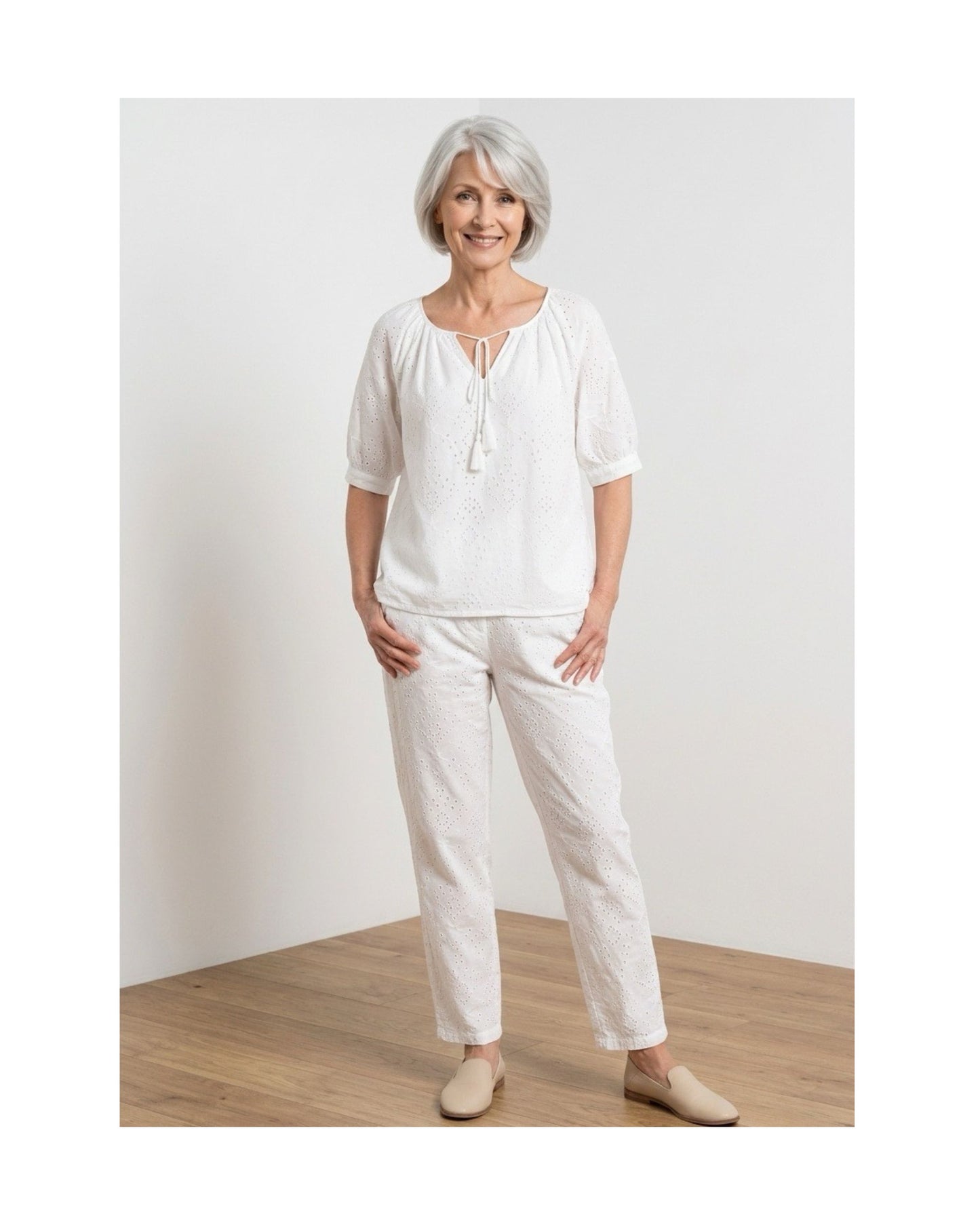 Gabrielle K, Broderie Shirt OffWhite