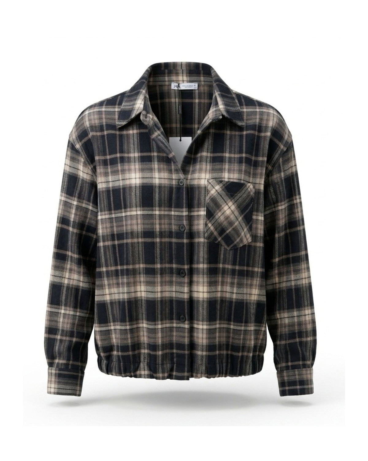 Geruite blouson met houthakkersprint, verkrijgbaar bij Marijke Mode.
