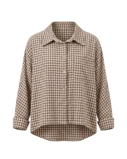 geruite houthakkers blouse met knopen bij Marijke Mode