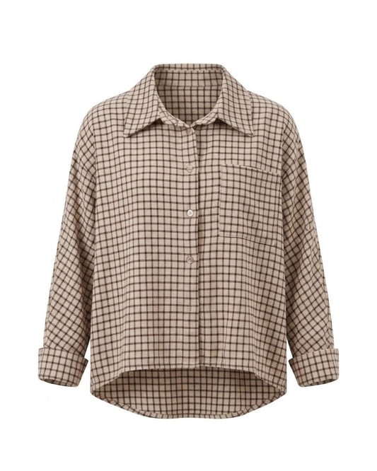 geruite houthakkers blouse met knopen bij Marijke Mode