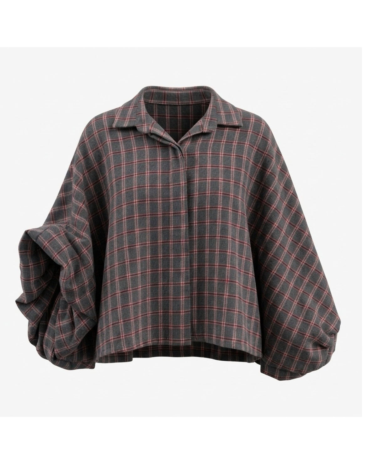 Warme blouse met vlindermouwen, verkrijgbaar bij Marijke Mode.