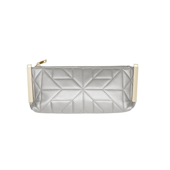 Gestikte clutch met gouden hardware - Zilver