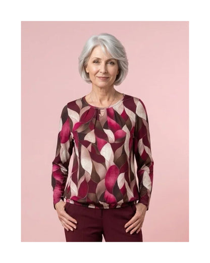 warme blousonshirts bij Marijke Mode. Shirts met elastiek