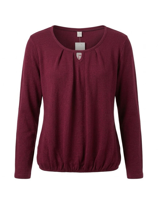 Heerlijk zacht blousonshirt in warme kwaliteit met lange mouwen en elastiek aan de onderkant. Shop bij Marijke Mode.