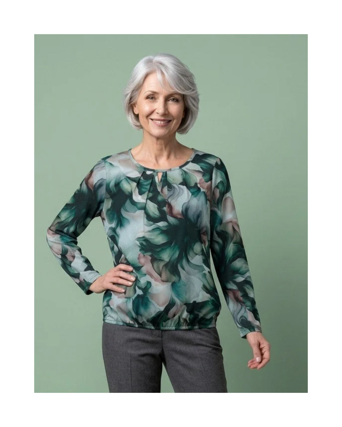 warme blousonshirts bij Marijke Mode. Shirts met elastiek